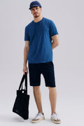 Camiseta Básica Hering World Malha Flamê Masculina - Azul