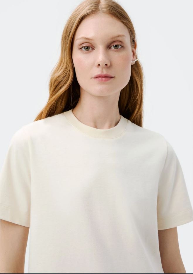 Blusa Hering Feminina Manga Curta Em Tricô Leve - Creme
