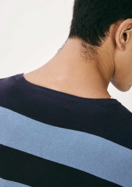 Blusão Básico Hering Listrado Em Tricot Masculino- Azul