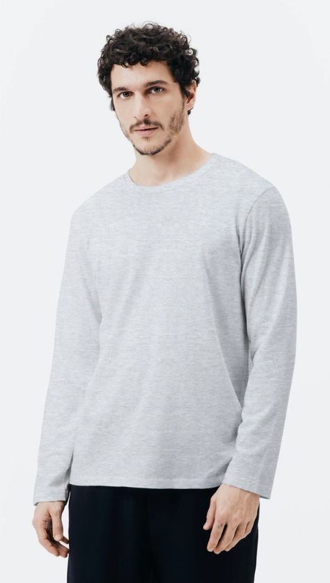 Camiseta Básica Hering Manga Longa Masculina - Cinza