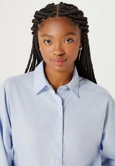 Camisa Hering ML Oversized Feminina - Azul