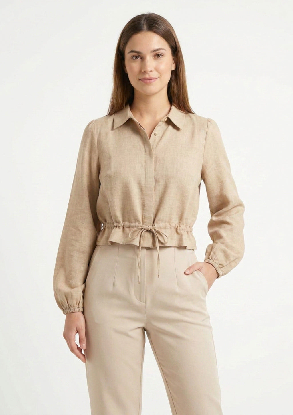 Camisa Manga Longa Cropped Style Box Feminino