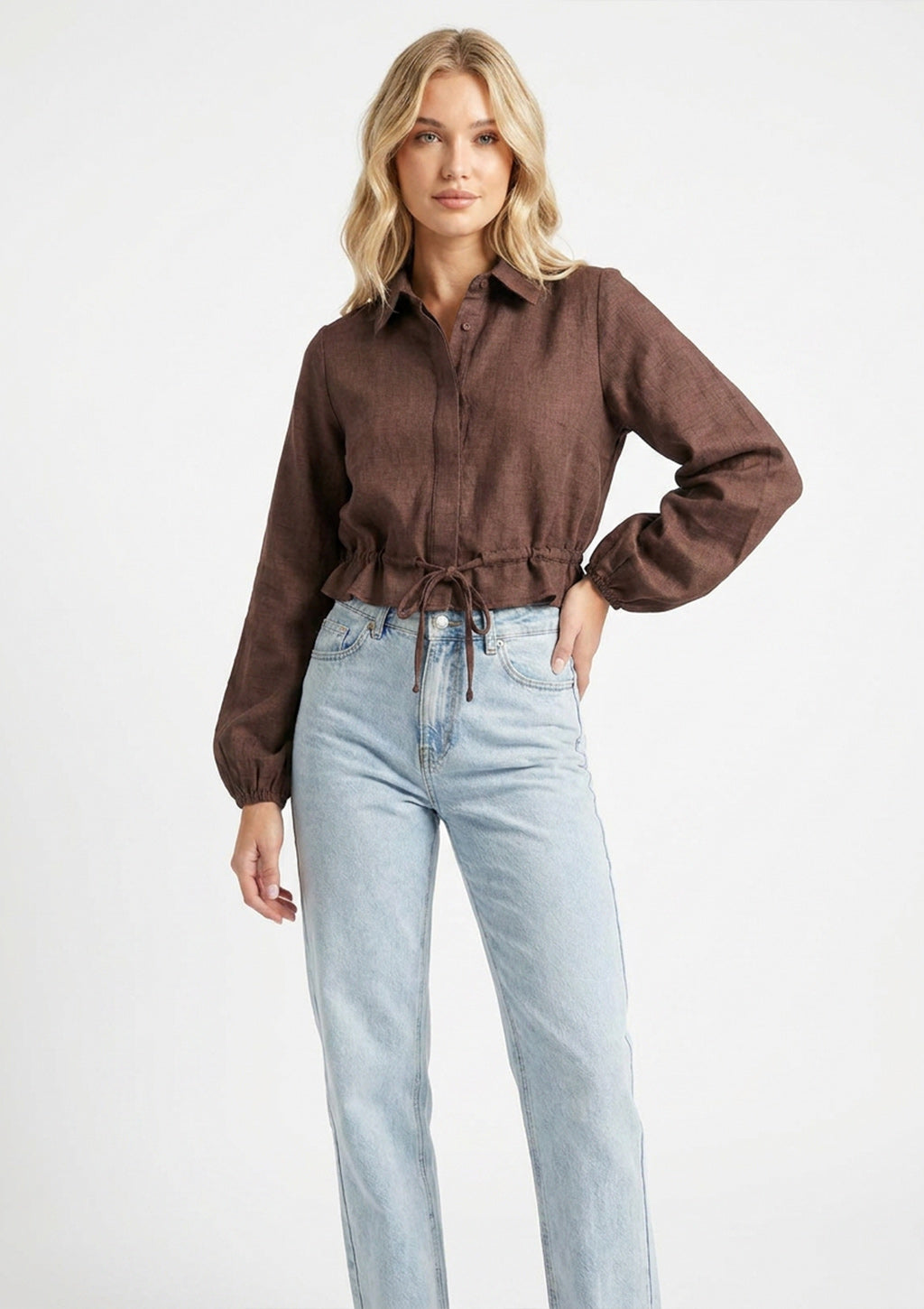 Camisa Manga Longa Cropped Style Box Feminino