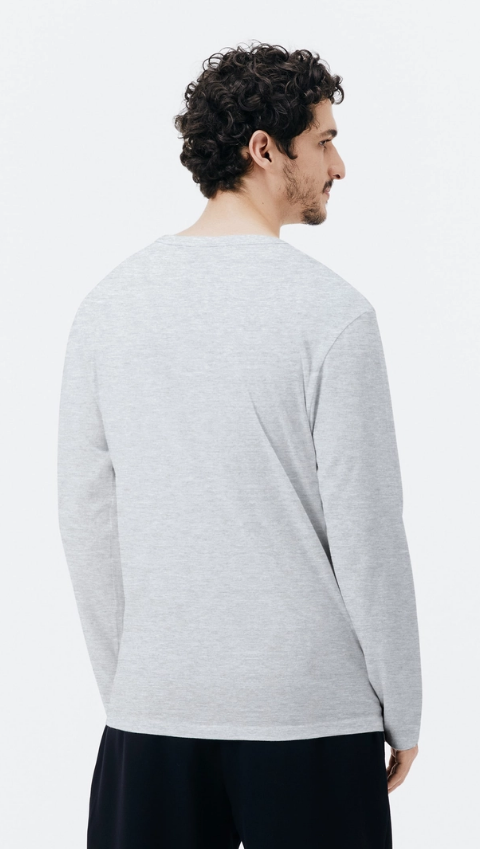 Camiseta Básica Hering Manga Longa Masculina - Cinza