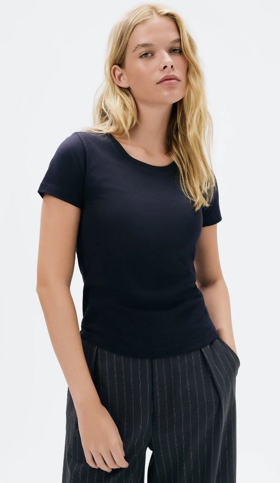 Camiseta Manga Curta Hering Slim World Básica Feminina - Azul