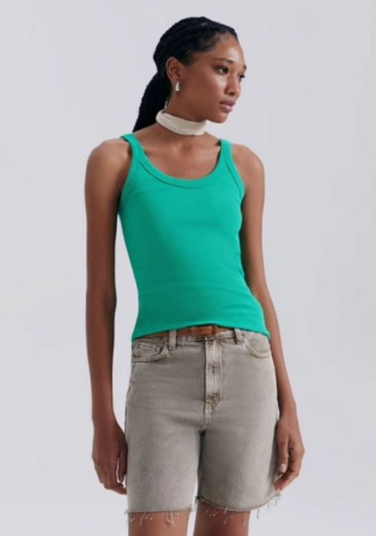 Camiseta Regata Hering Slim Rib Feminina - Verde