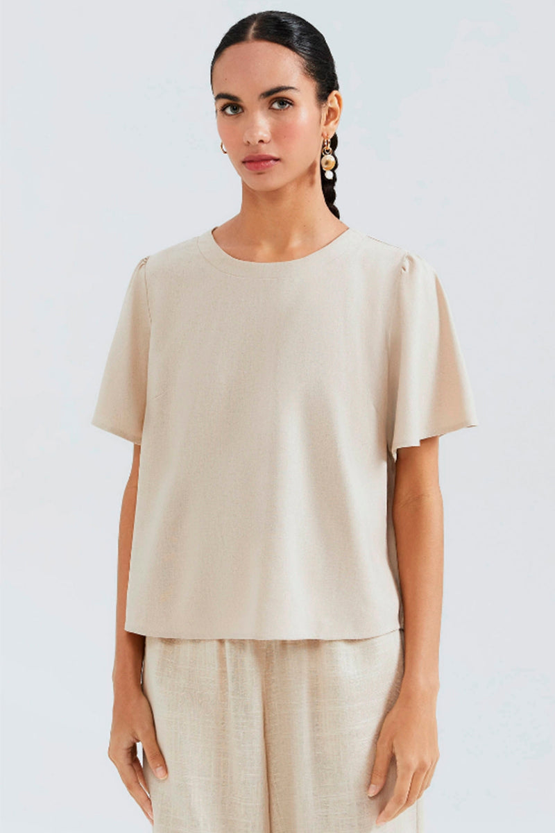 Camisa Godê Com Linho Hering Feminina - Bege