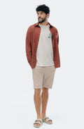 Camiseta Masculina Hering Malha Flame Com Estampa - Bege