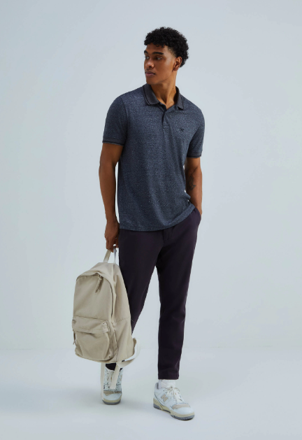 Camisa Polo Hering Básica Em Malha Texturizada Masculina - Preto