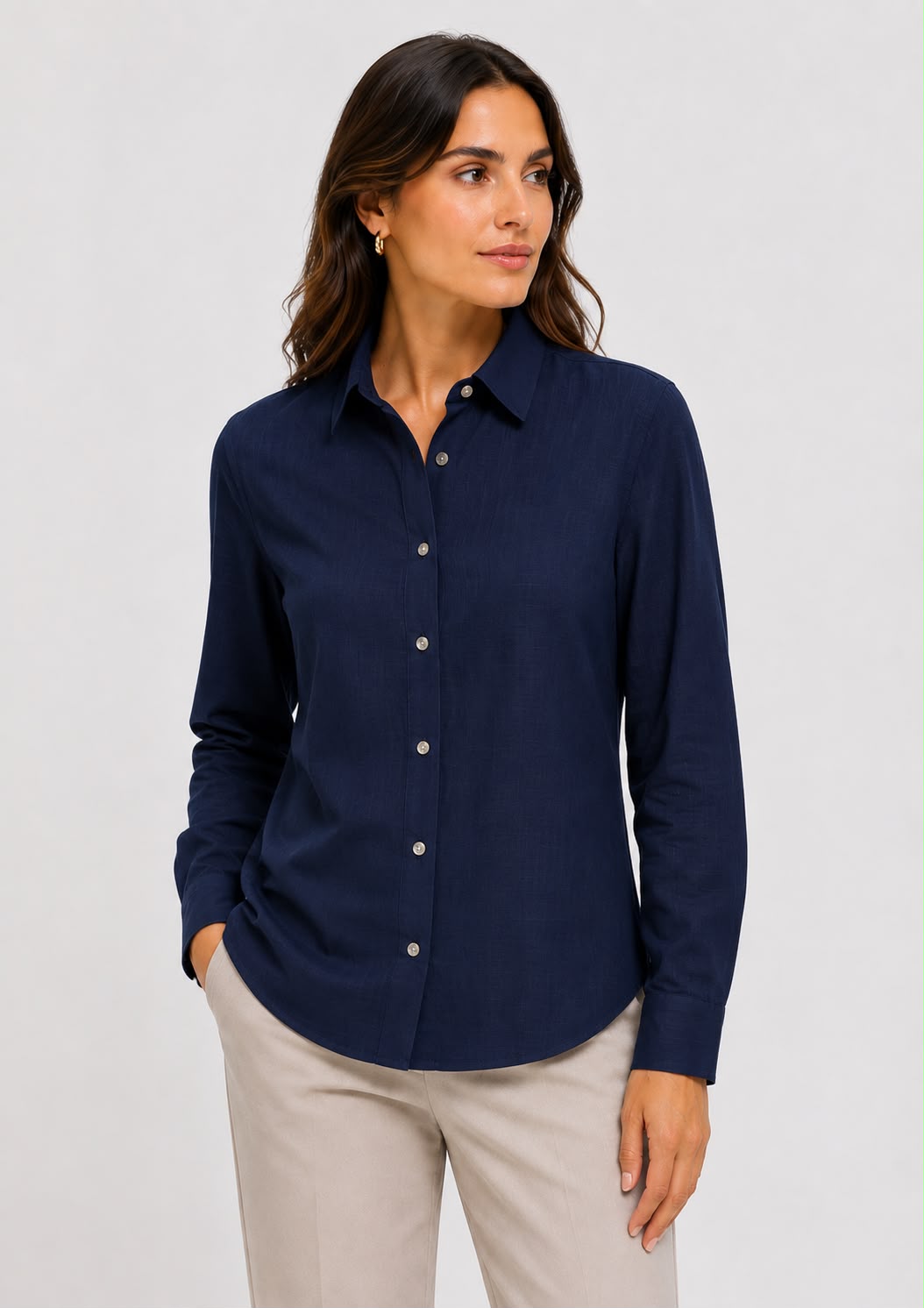 Camisa Manga Longa em Linho Feminina Shop 5 Denim - Preto