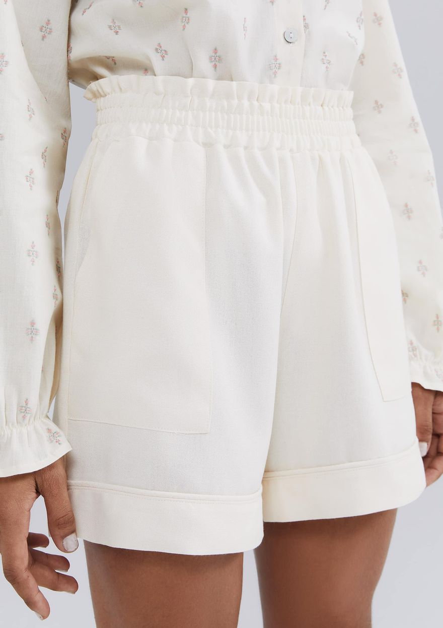 Shorts Hering Em Linho Feminino - Branco