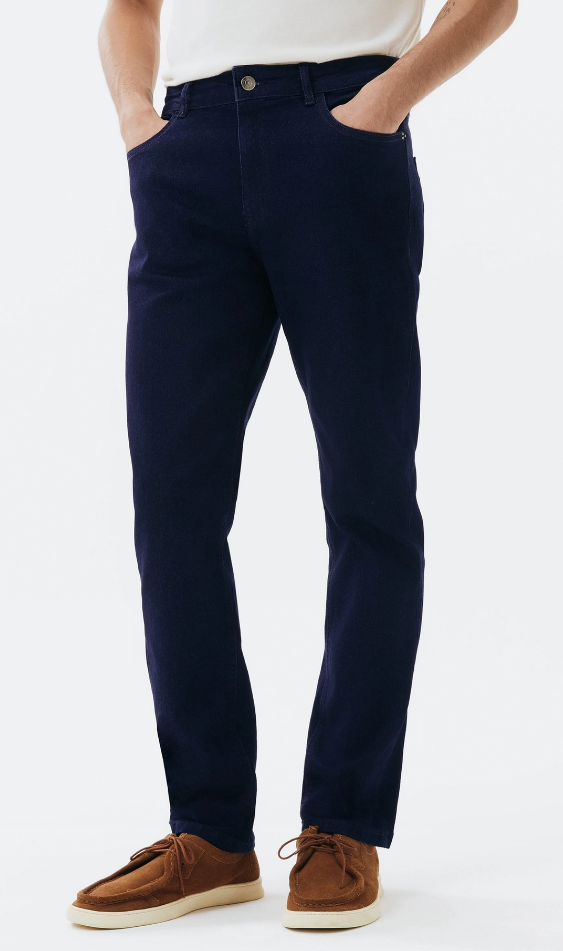 Calça Jeans Hering Básica Reta Com Elastano Masculina - Azul