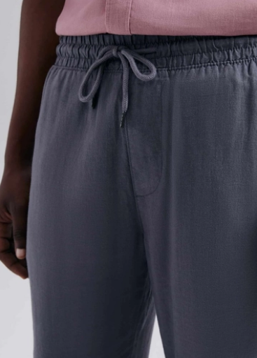 Calça Básica Hering Taper Em Linho - Cinza