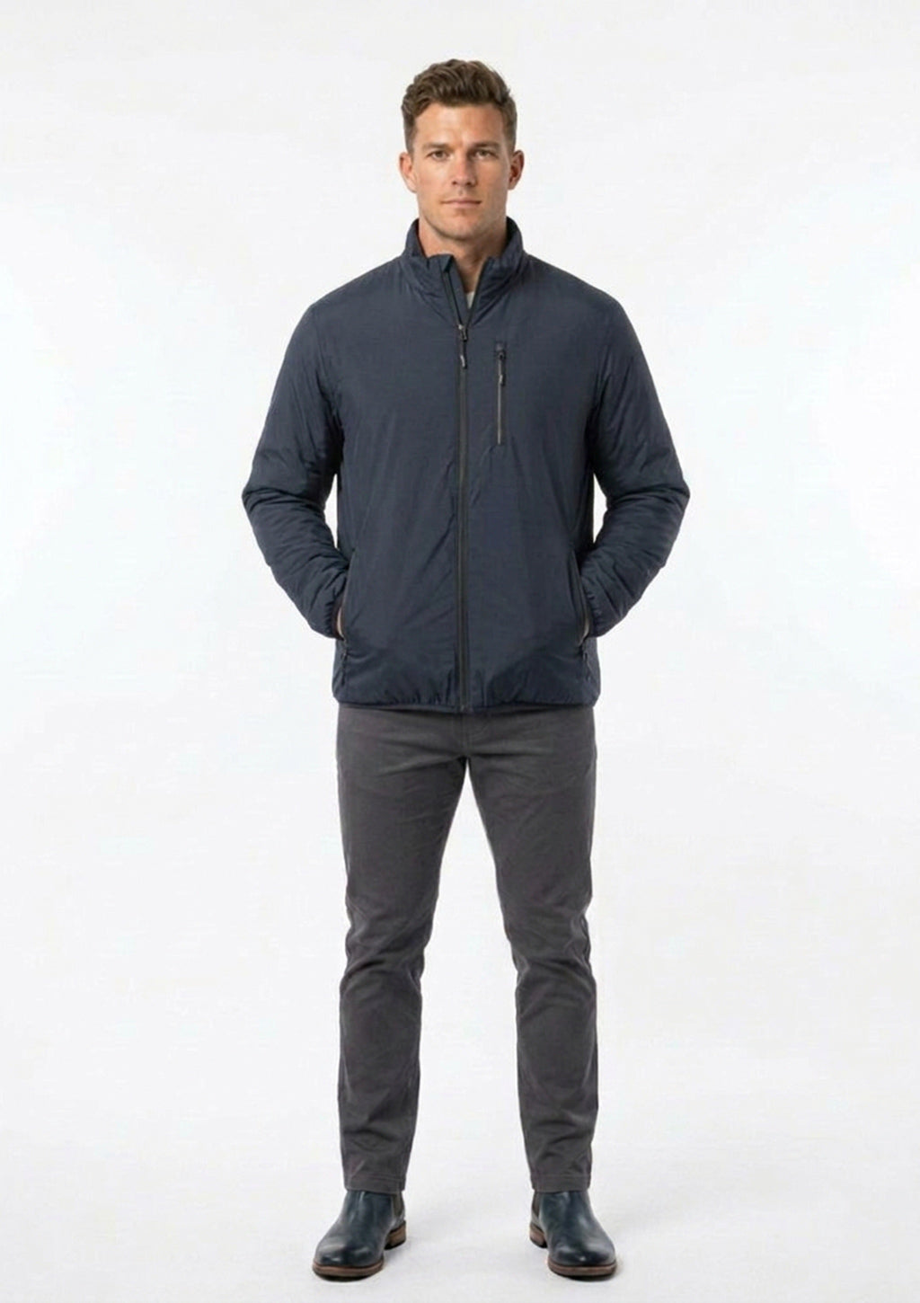 Jaqueta Puffer Yacht Duodone Matelassê Dupla Face Masculina - Azul Petróleo