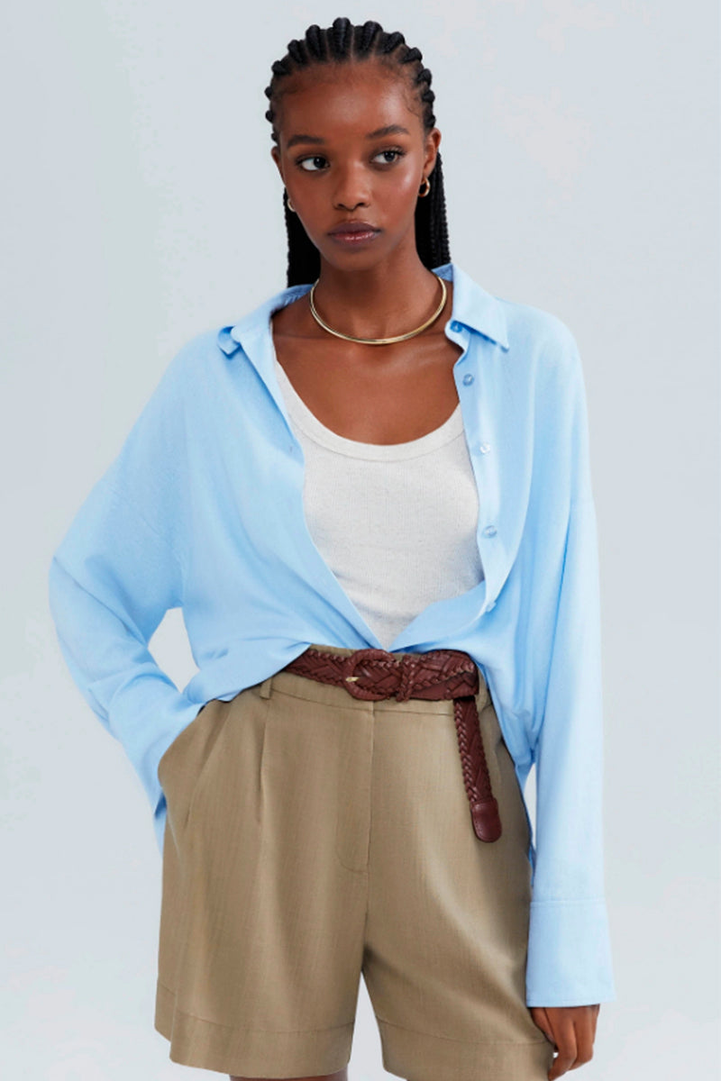 Camisa Hering Manga Longa Feminina - Azul