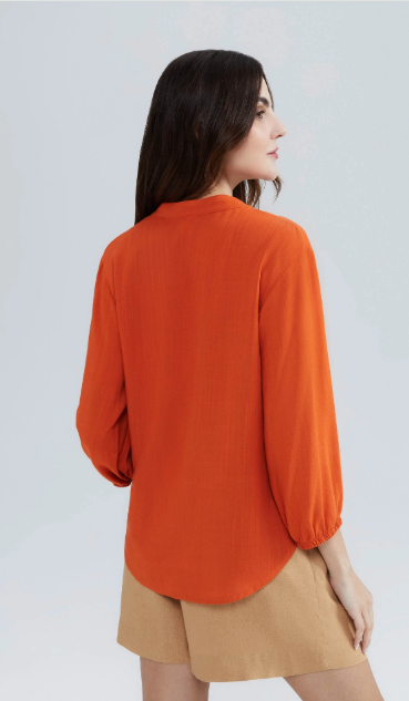 Blusa Manga 7/8 Bufante Hering Feminina - Laranja