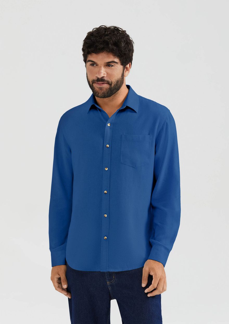 Camisa Hering em Linho masculina - Azul