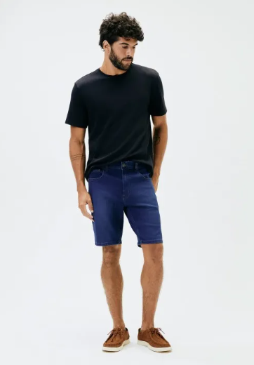 Bermuda Jeans Hering Reta Soft Touch Masculina - Azul