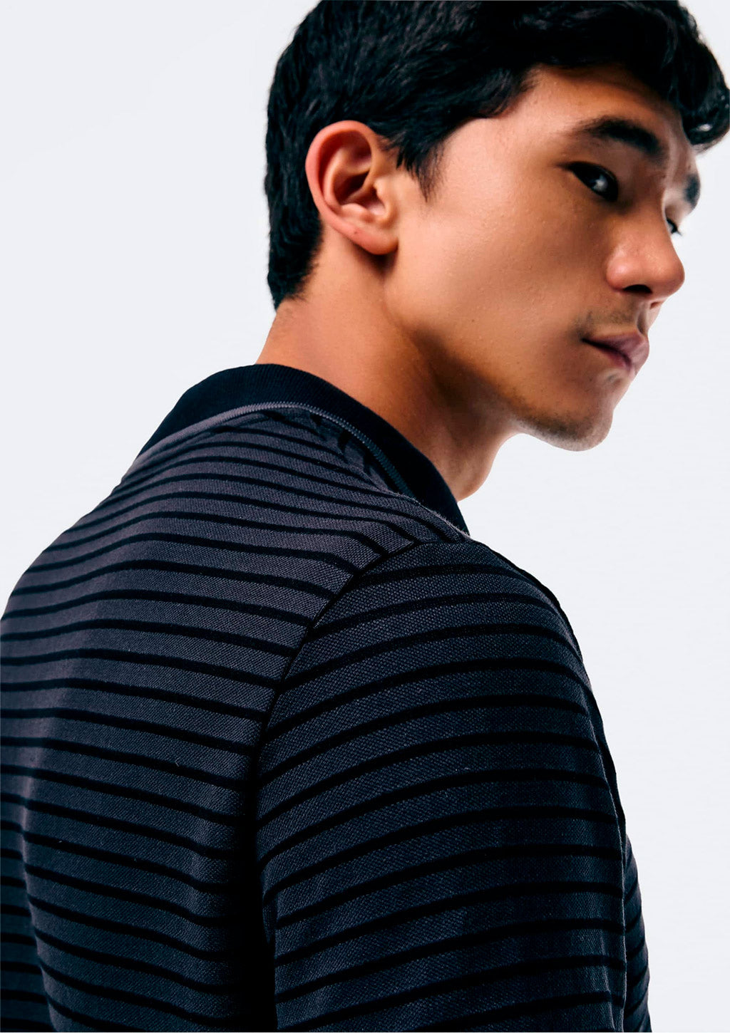 Camisa Polo Manga Curta Hering Listrada Masculina - Preto