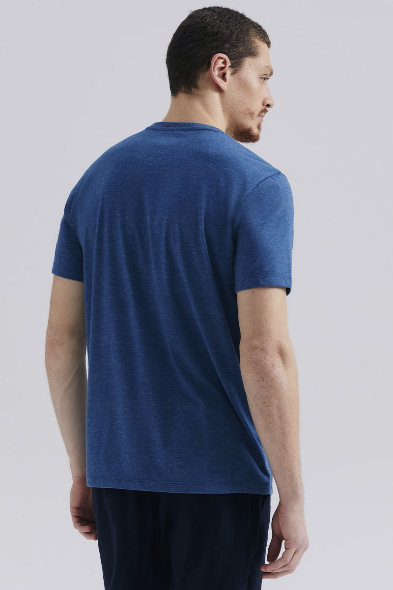 Camiseta Básica Hering World Malha Flamê Masculina - Azul