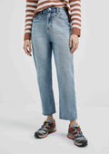 Calça Jeans Hering Básica Reta Cintura Alta Barra A Fio Feminina - Azul