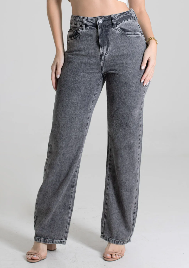 Calça Jeans Sawary Feminina - Preta Destonada