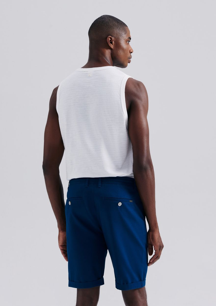 Bermuda Básica Hering Em Sarja Com Elastano Masculina - Azul