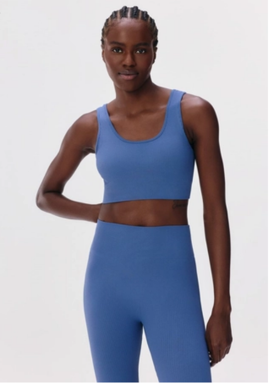 Calça Legging Hering Canelada Sem Costura Feminina - Azul