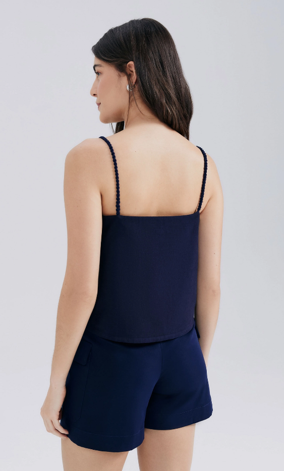 Camiseta Regata Hering em linho feminina - Azul