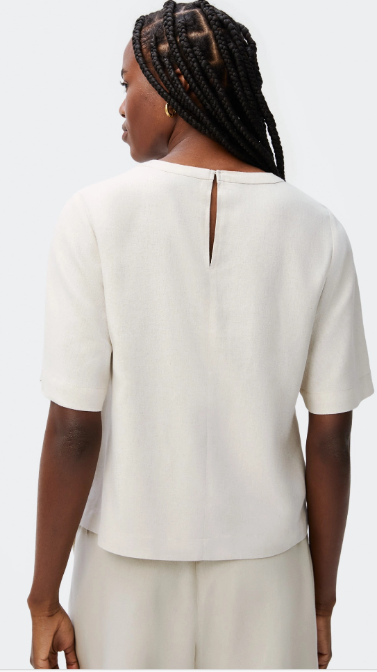 Blusa Hering Manga Média Feminina Com Linho - Off White
