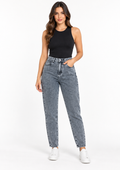 Calça Jeans Feminina Mom Sawary - Preto