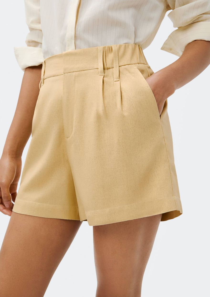 Shorts Bege Alfaiataria Hering Feminina