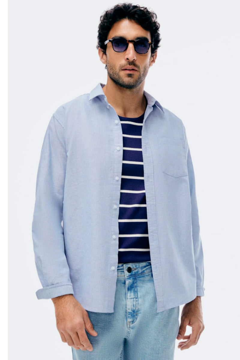 Camisa Básica Hering Oxford Masculina - Azul