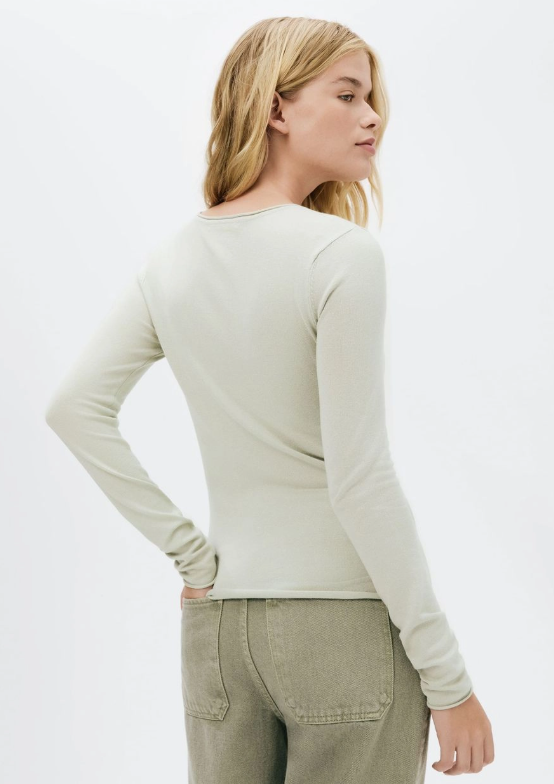 Blusa Hering Manga Longa Slim Em Tricot Leve Feminina - Verde