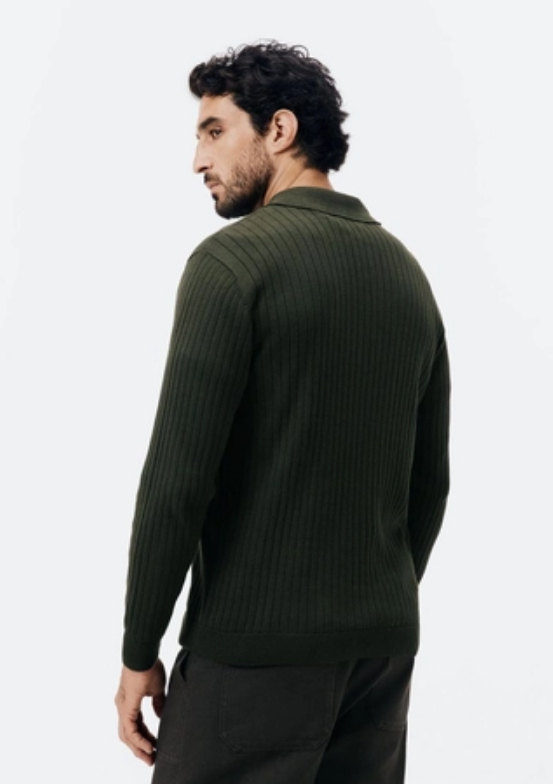 Suéter Hering Gola Polo Em Tricô Canelado Masculino - Verde