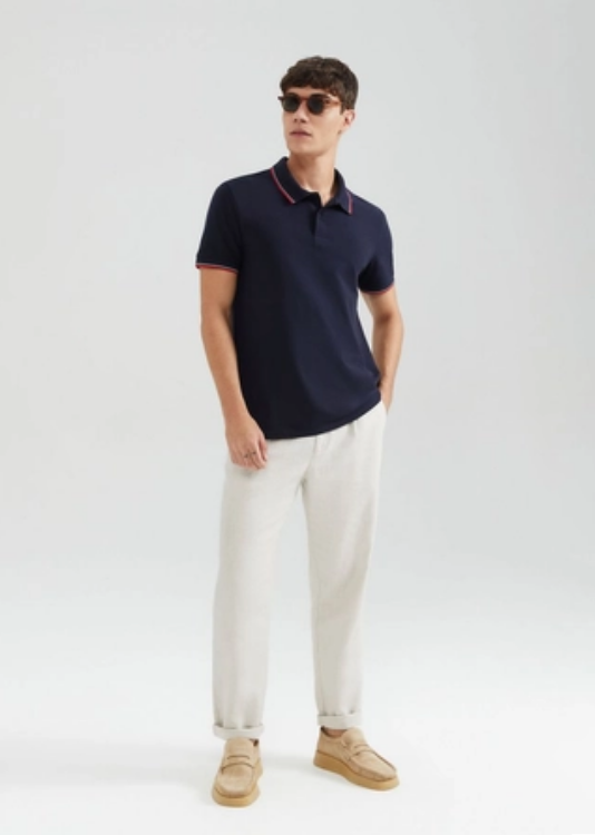 Camiseta Polo Hering Básica Em Piquet Masculina - Azul
