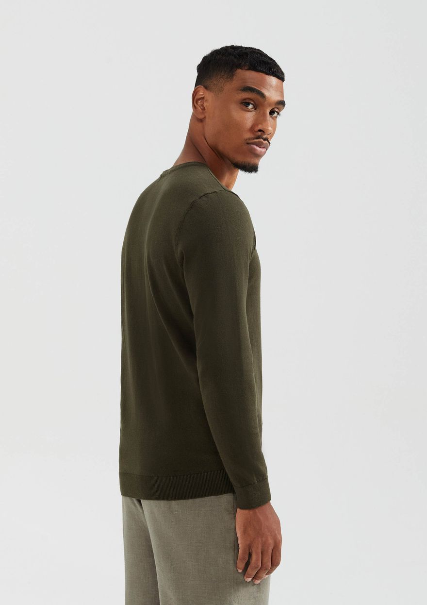 Suéter Básico Hering Regular Gola V Tricot Masculino - Verde