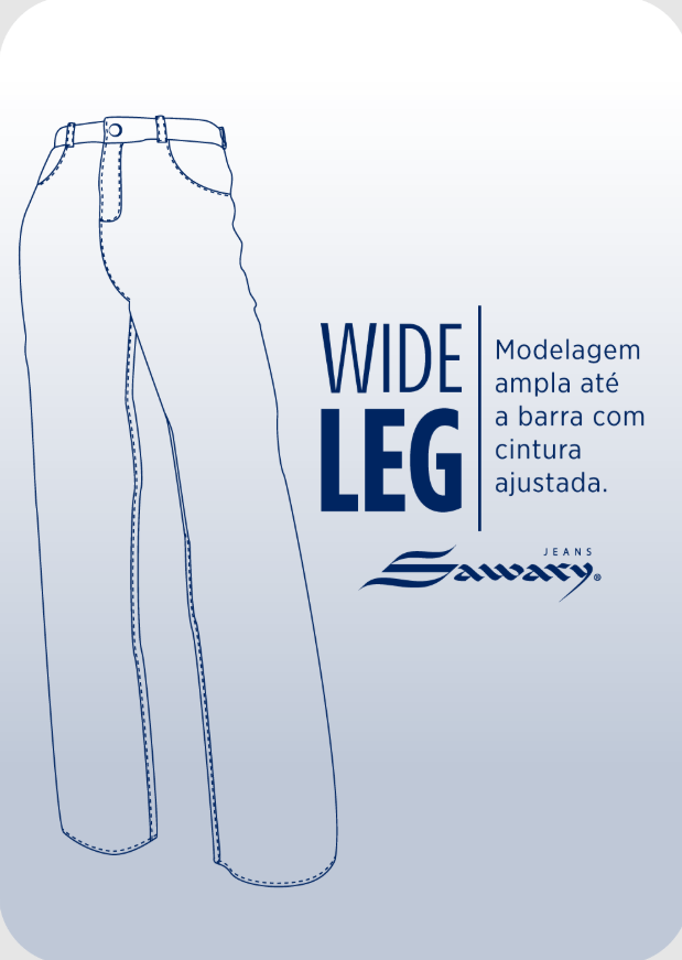 Calça Jeans Wide Leg Sawary  Feminina- Azul