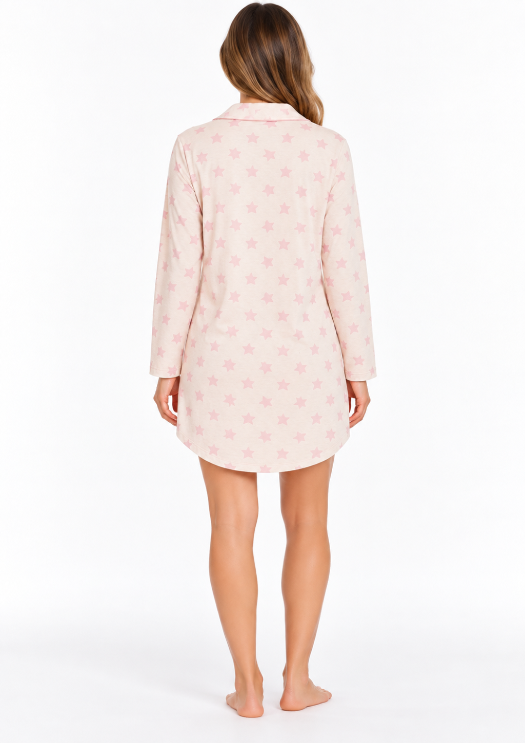 Camisola Inverno Estrelas Manga Longa com Botões Feminina MagiaMix - Bege