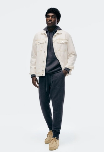 Calça Básica Hering Masculina Jogger em Moletom Peluciado - Cinza