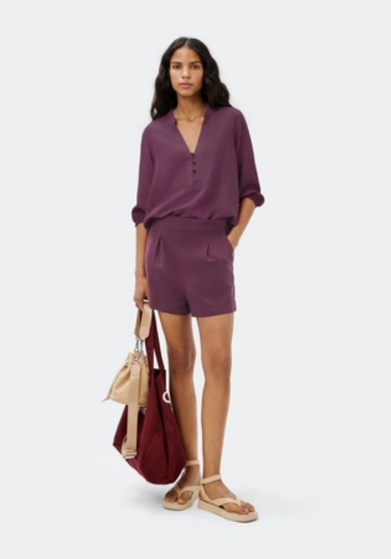 Blusa Básica Hering Feminina Manga 7/8 Bufante - Roxo