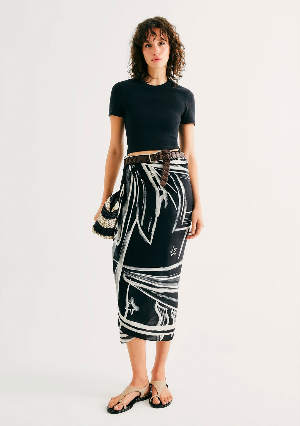 Blusa Cropped Manga Curta Hering Em Ribana Canelada - Preto