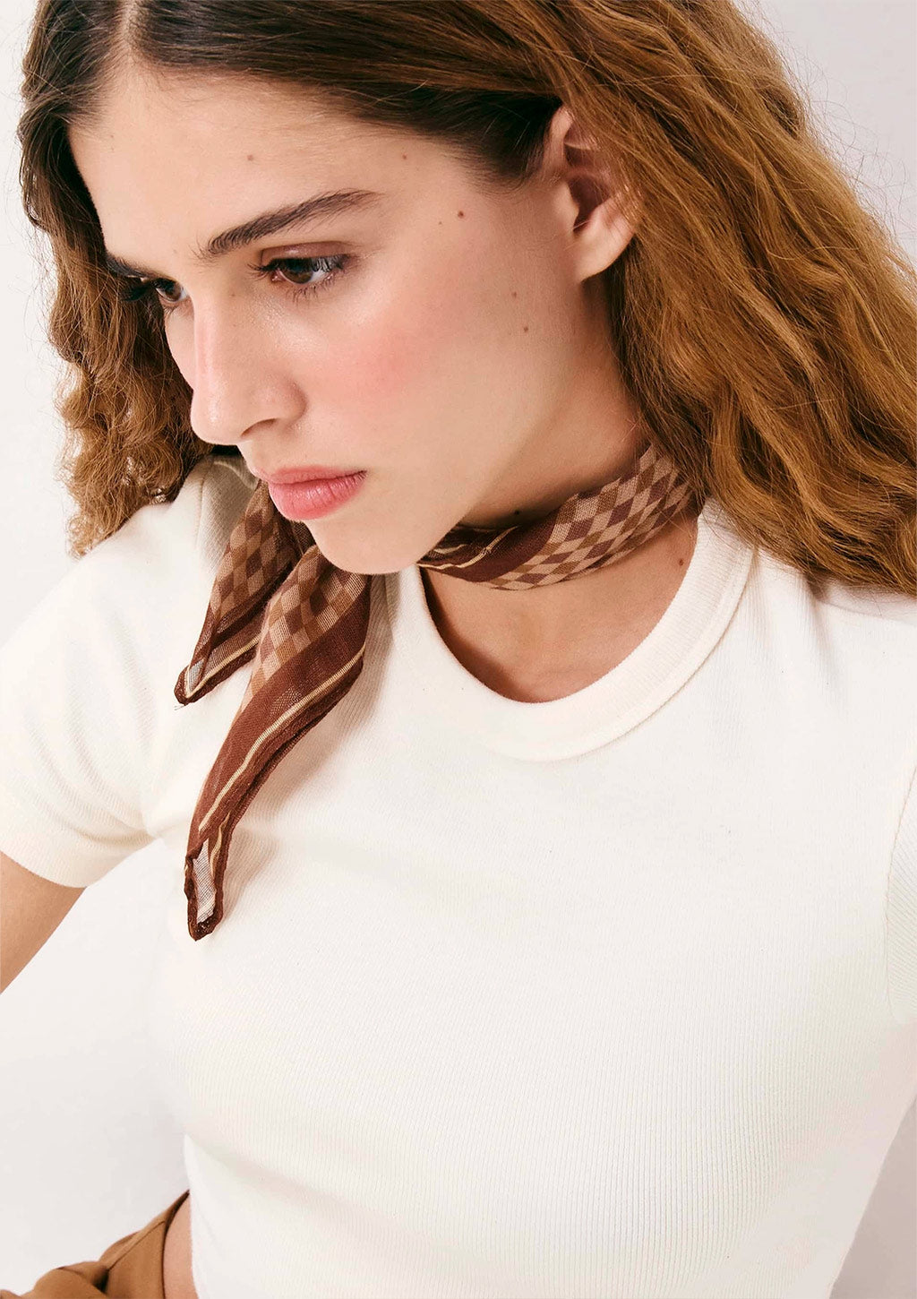 Blusa Cropped Manga Curta Hering Em Ribana Canelada Feminina - Creme