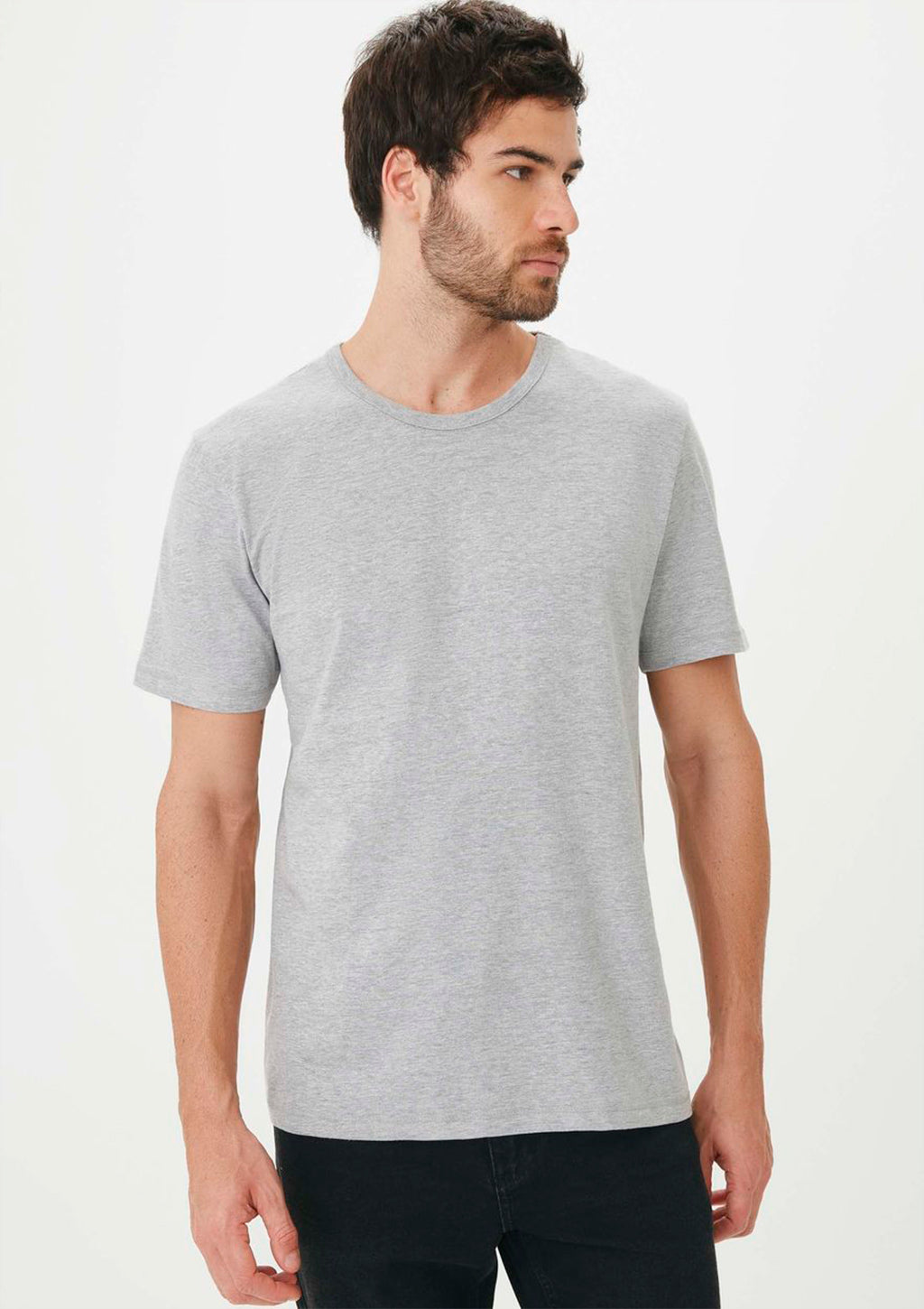 kit 3 Camisetas Slim Hering Gola Careca Masculino - Preto/Branco/Cinza