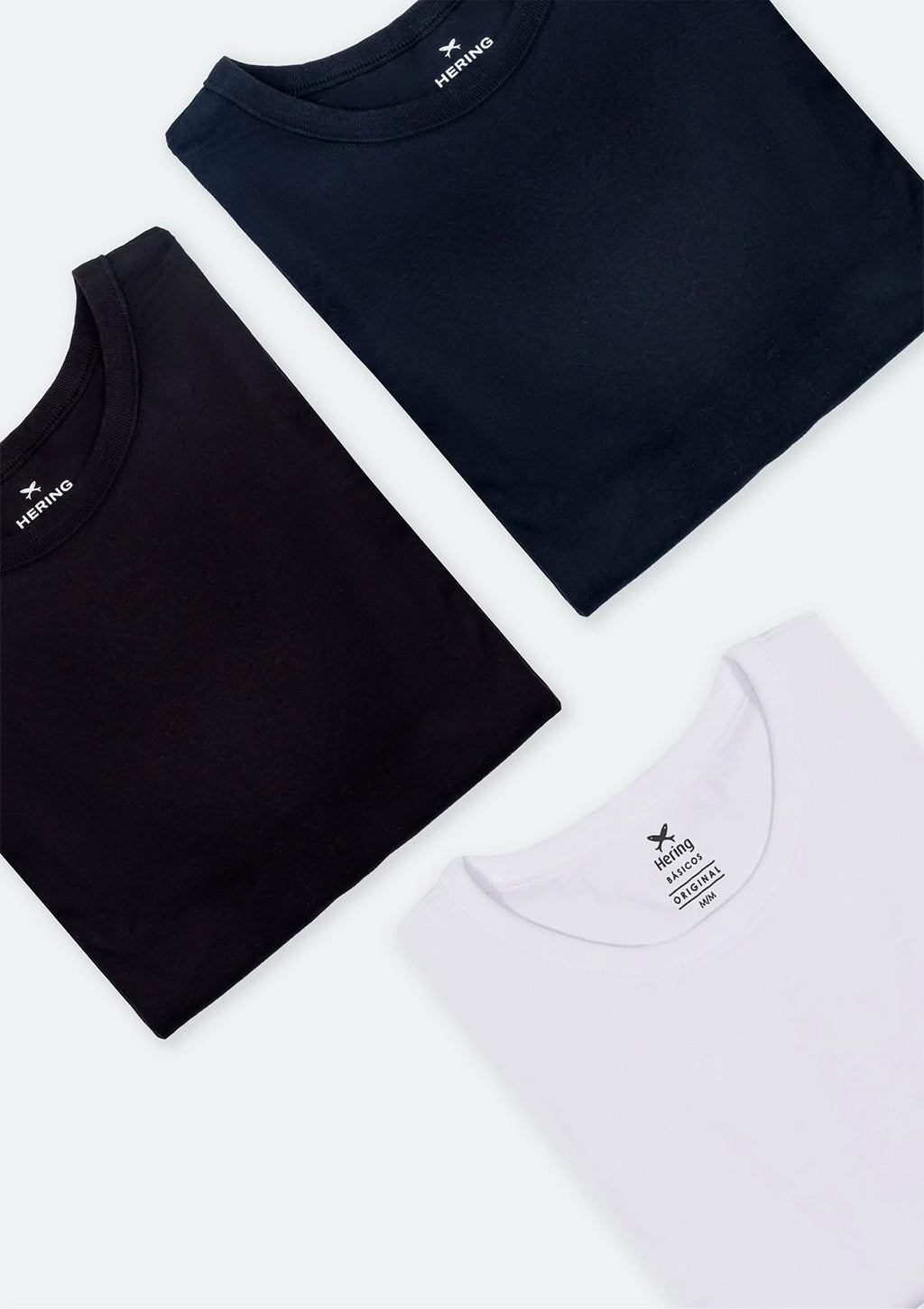 KiT 3 Camisetas Manga Curta Slim Hering Masculina - Multicolorido