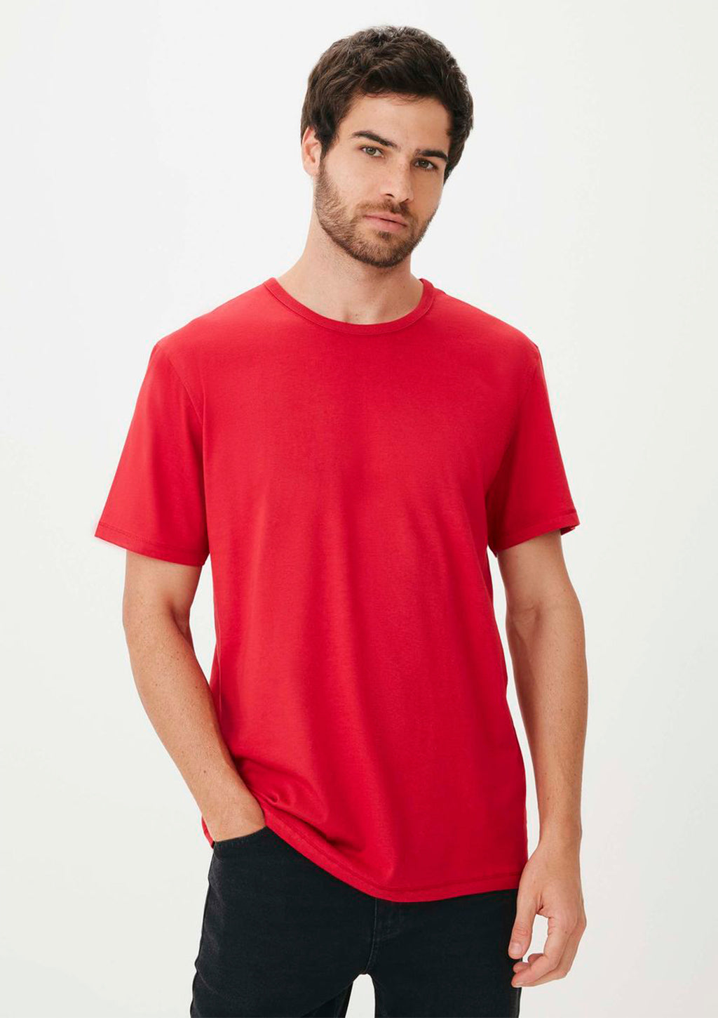 Kit 5 Camisetas Slim Hering Gola Careca Masculino - Preto/Branco/Cinza/Vermelho/Azul Marinho