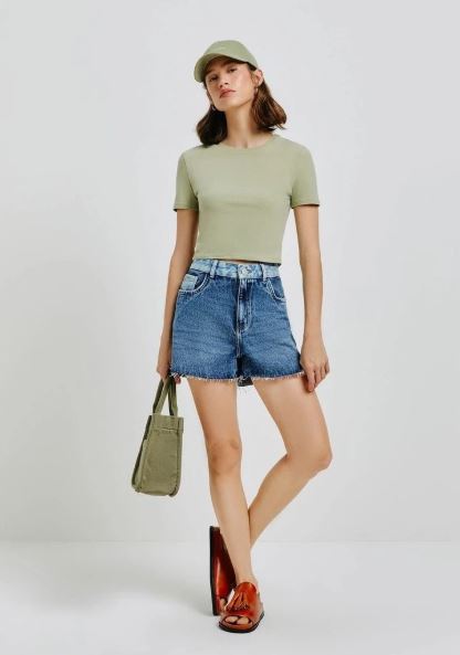 Blusa Cropped Hering Feminina - Verde