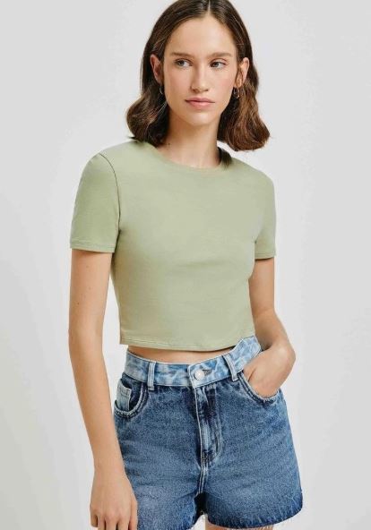 Blusa Cropped Hering Feminina - Verde