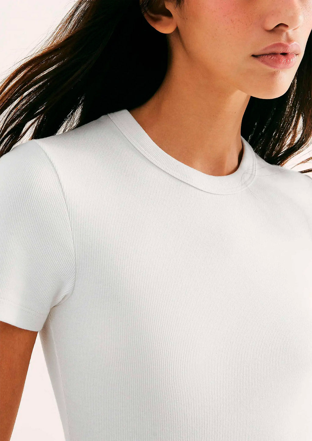 Blusa Manga Curta Slim Hering Em Ribana Feminina - Branco