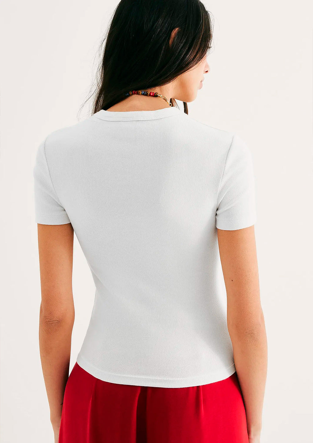 Blusa Manga Curta Slim Hering Em Ribana Feminina - Branco